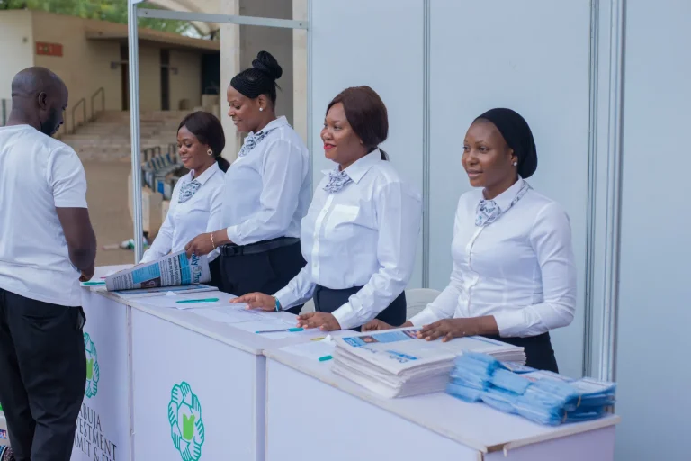 Event staff at the registration desk
